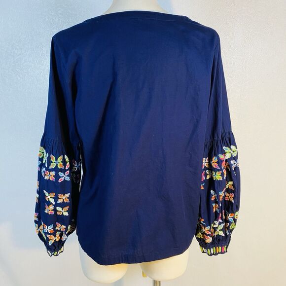 Maeve Sonja Embroidered Blue Top sz 8 - Picture 7 of 10